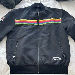Above & Beyond Black Bomber Jacket with Rainbow Stripe